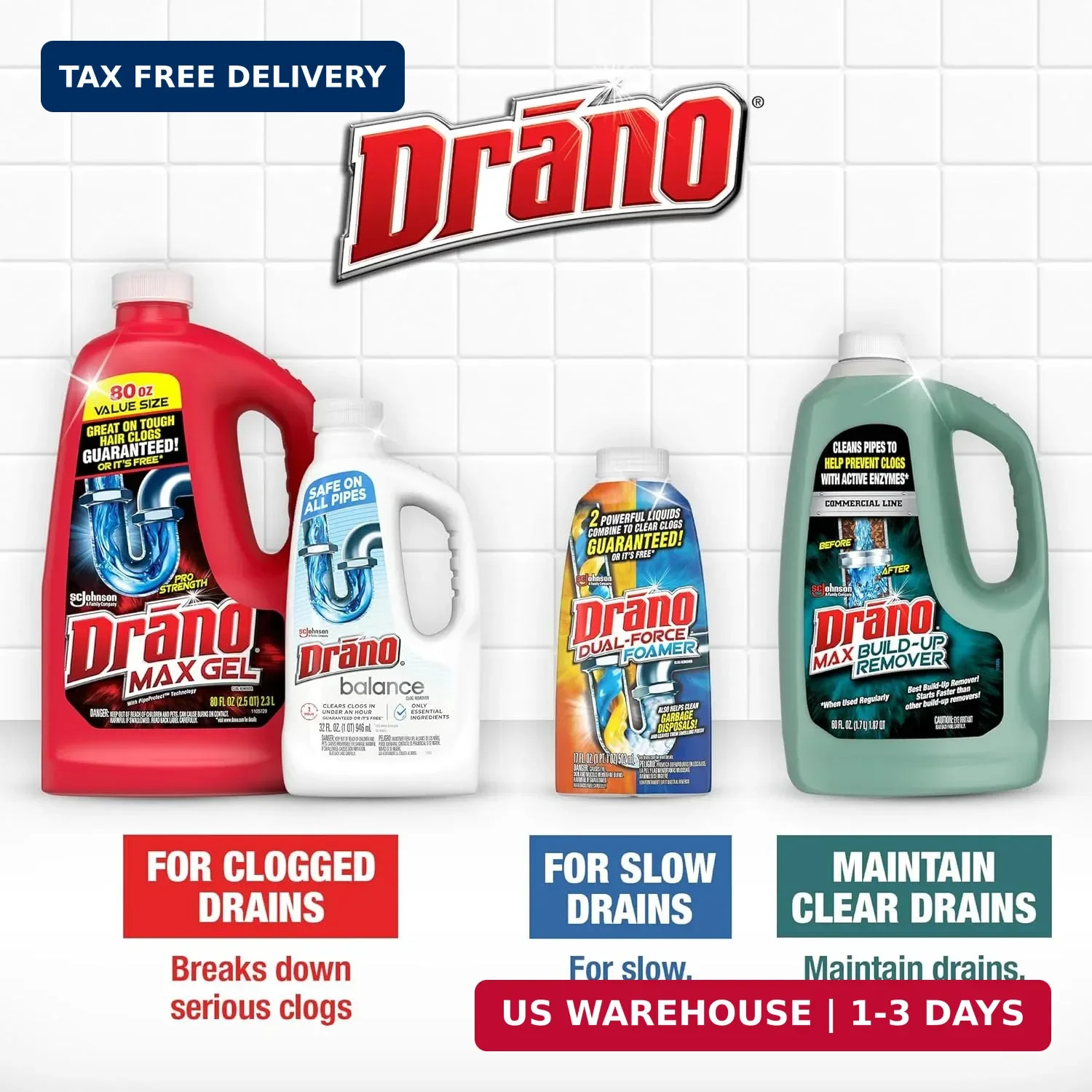Drano Max Build Up Remover Drain Cleaner, Enzymes & Probiotics Prevents Clogs &