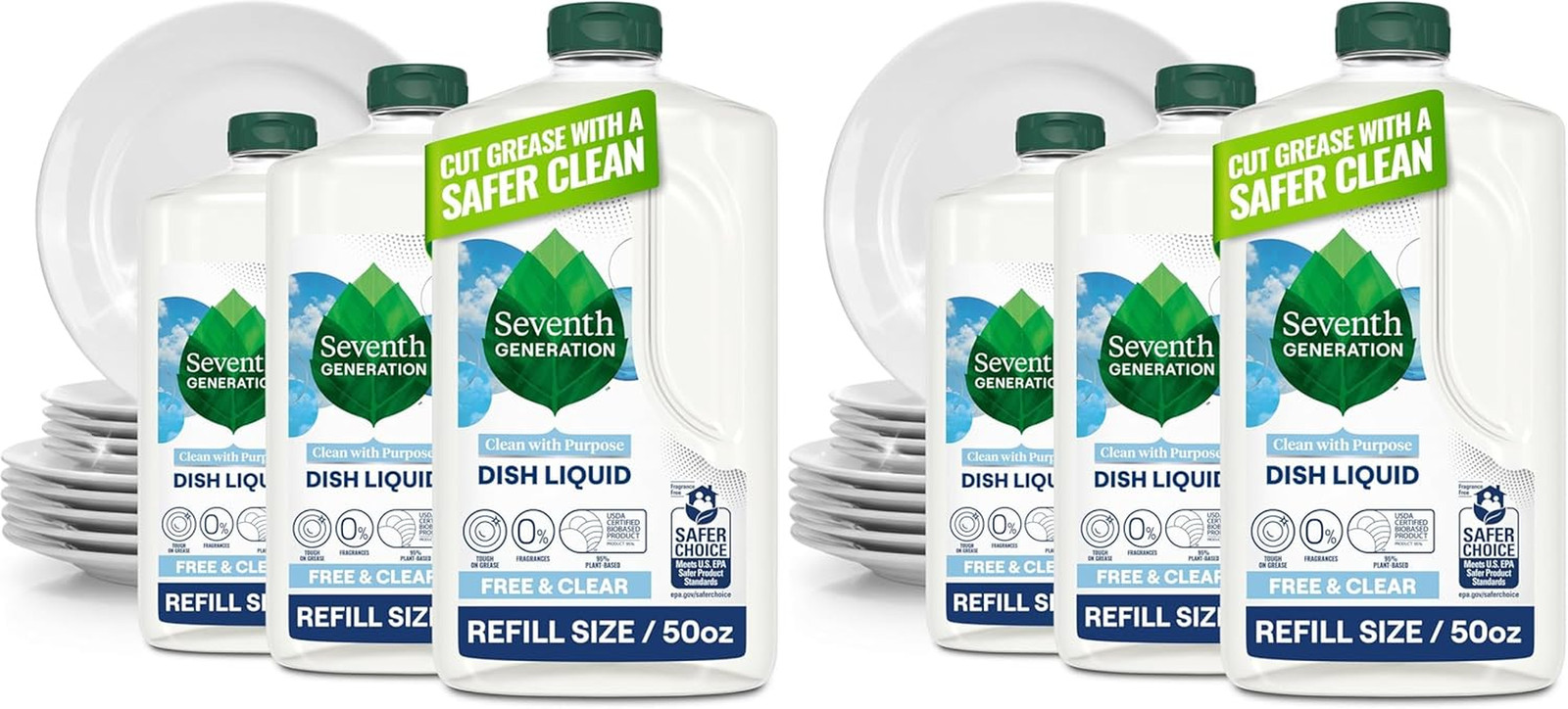 Seventh Generation Dish Soap Refill Free & Clear Sensitive 50 oz 6-Pack Bulk