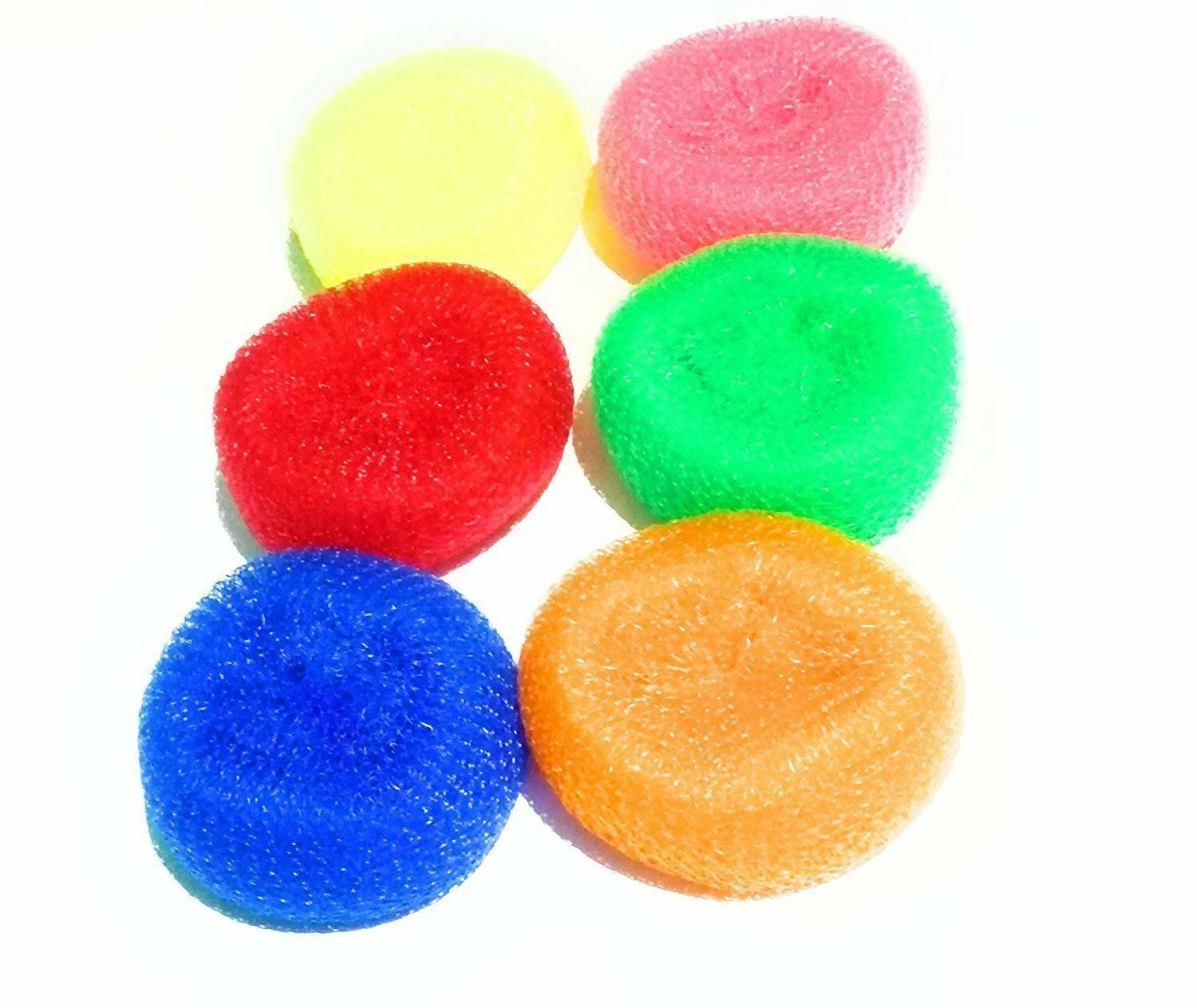 6X Plastic Round Nylon Scrubbers for Teflon pots & Pans – Cleans up Big Messes