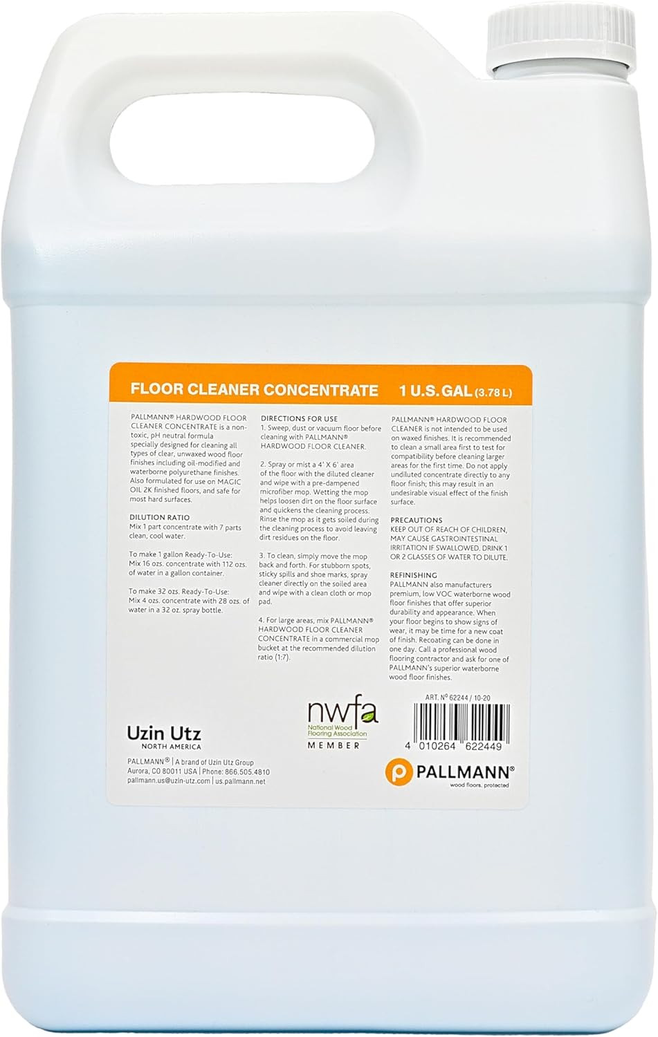 Hardwood Floor Cleaner Concentrate 1 Gallon – Makes 8 Gallons of Cleaner – Water