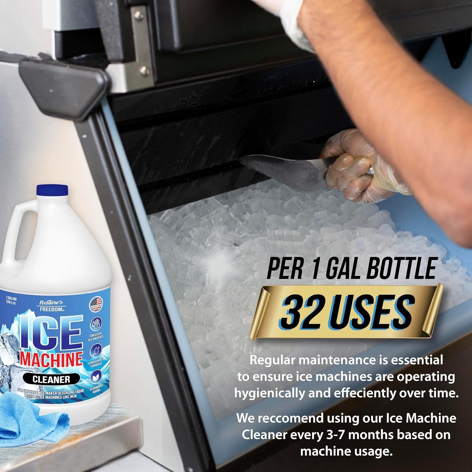 Ice Machine Cleaner – Nickel-Safe Descaler – Made in USA – 1 Gallons (32 Uses)