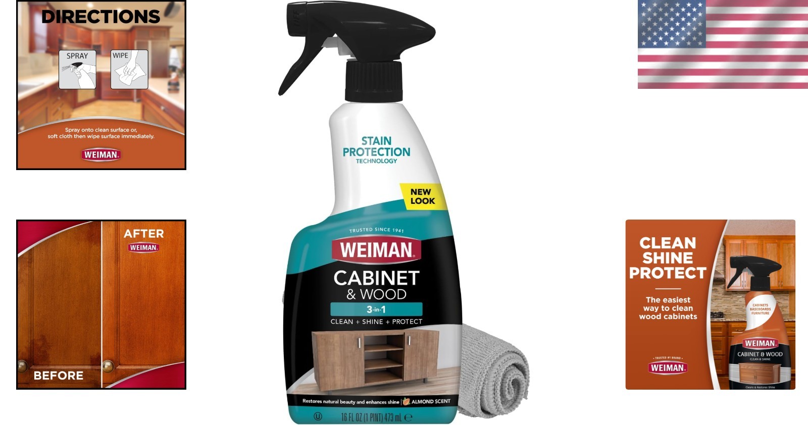 Cabinet & Wood Clean & Shine Spray – Natural Almond Scent for Pristine Wood