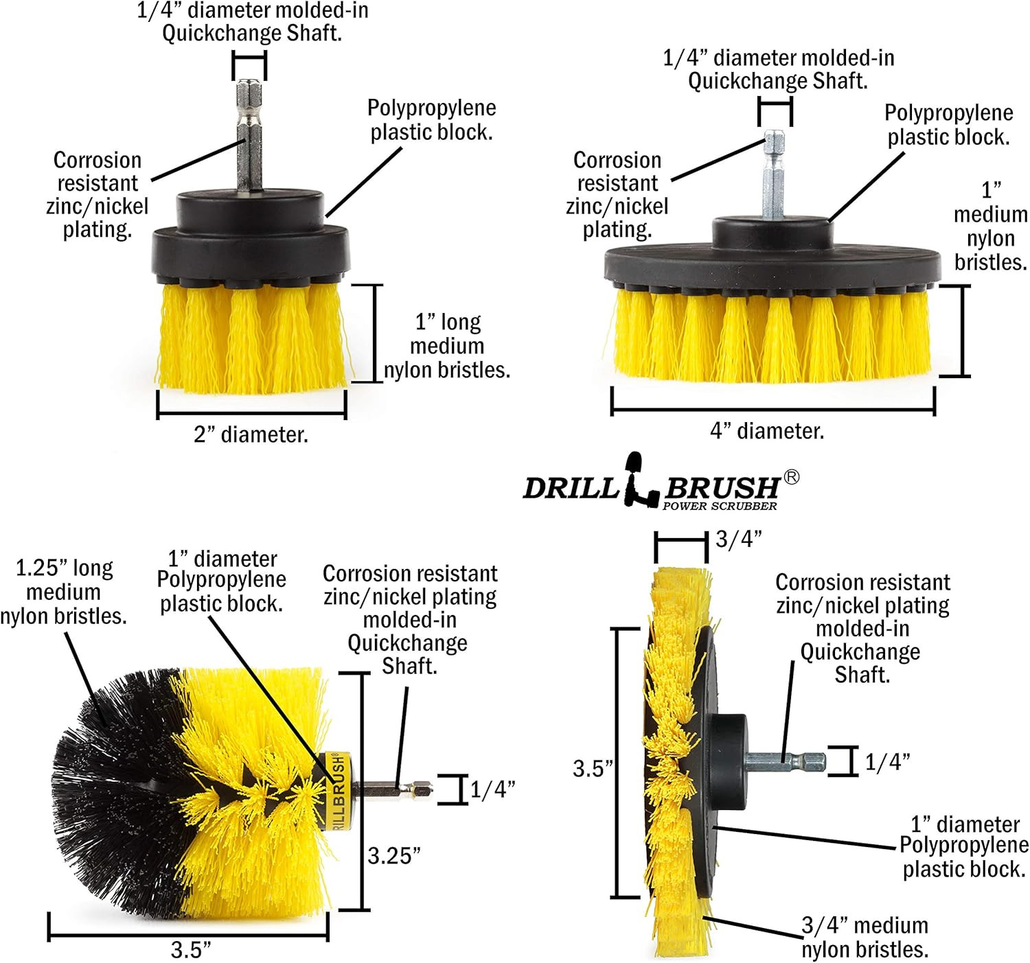 Rotary Brush Kit – Scrub Pads – Shower Scrubbing Brushes for Cordless Drill – Ti