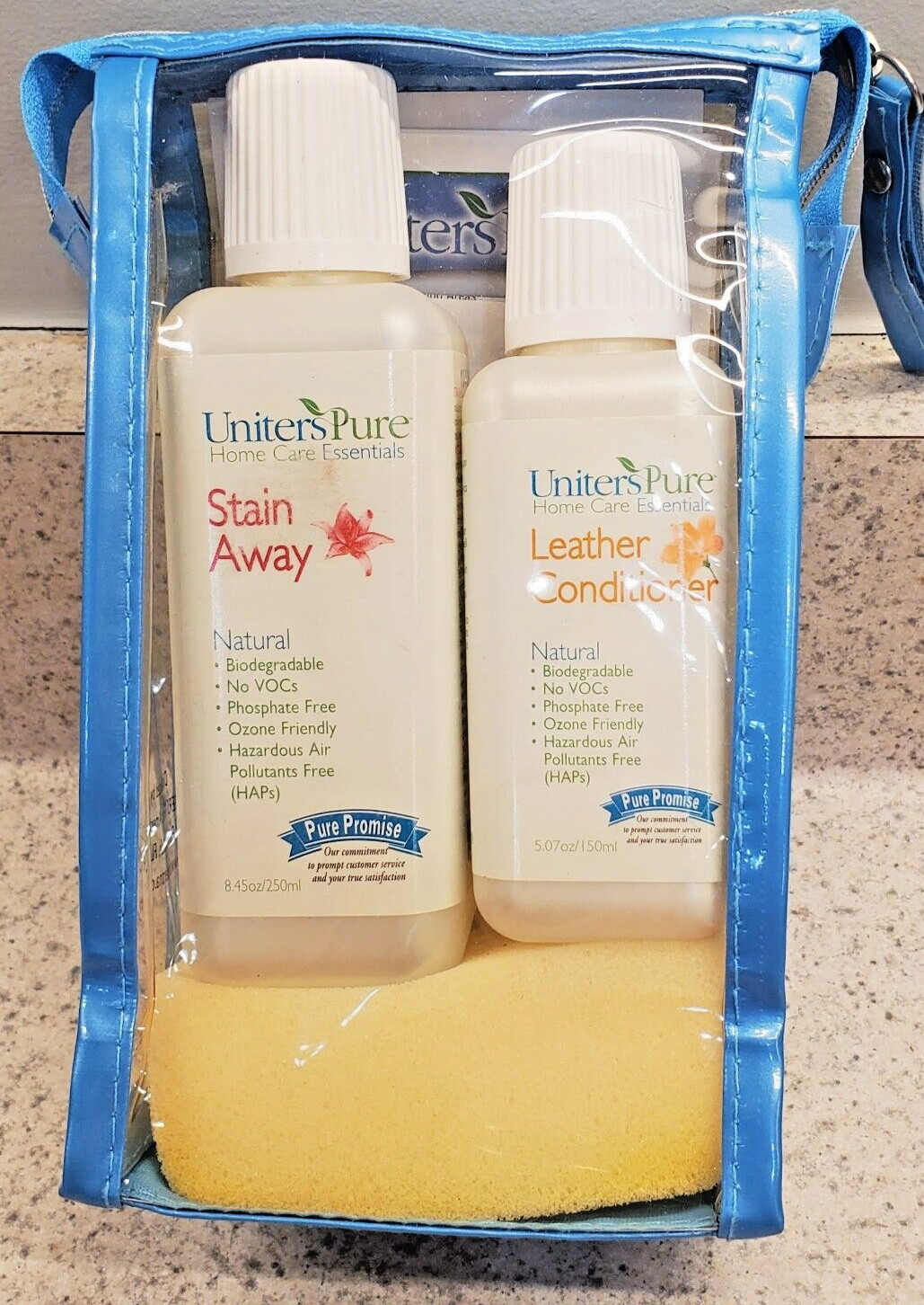 NIB Set UNITERS Pure Home Care Essentials Leather Furniture Cleaner/Stain Away