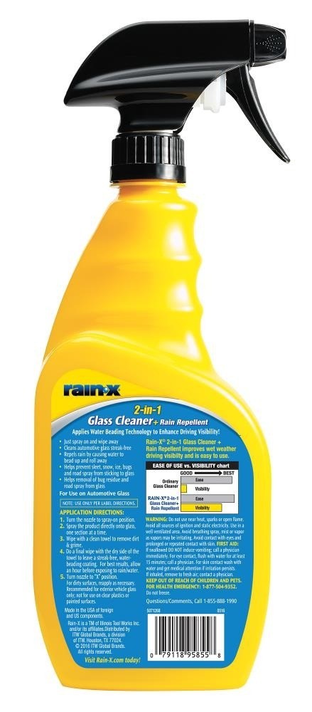 RainX 2-in-1 Glass Cleaner Rain Repellent Windshield Window Water Beading Spray