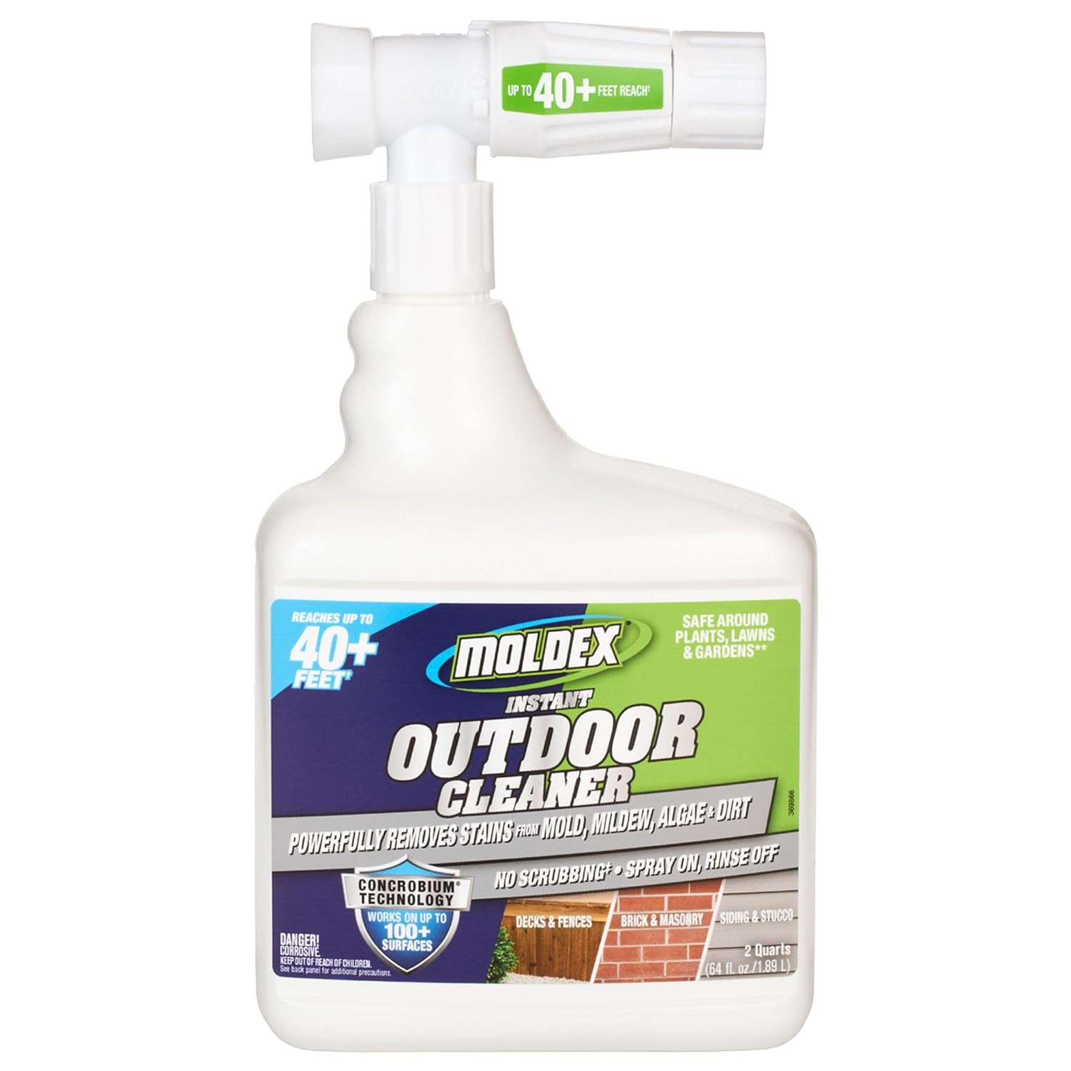 ® Instant Outdoor Cleaner with Bleach and Hose End, 64 Oz – Fast Acting Spray fo