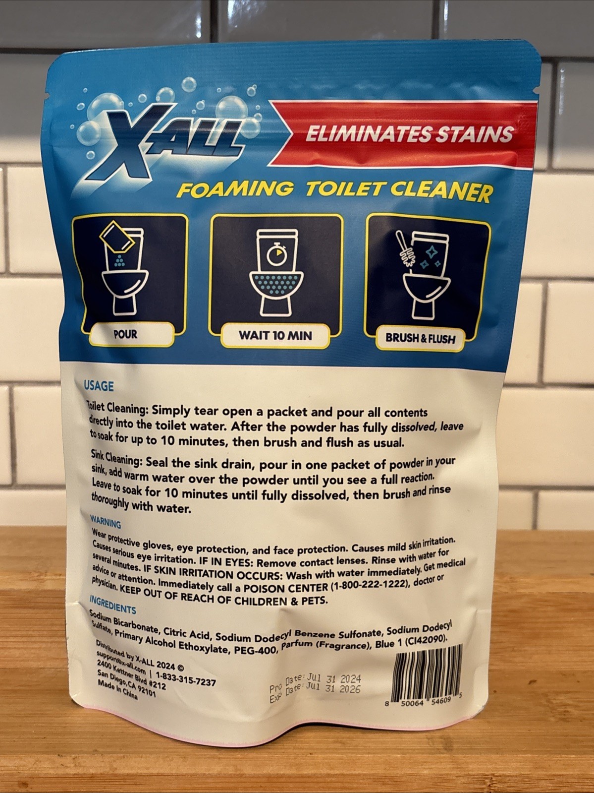 X-ALL Foaming Toilet Bowl Cleaner, Self-Activating Powder for Easy Cleaning