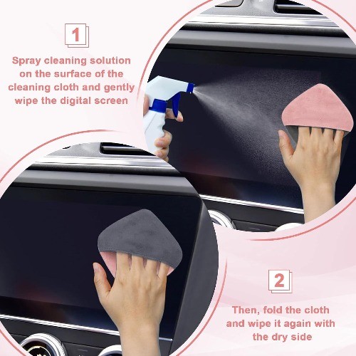 Screen Cleaner, 4.1”×4.1” Microfiber Dashboard Wipes, Square M Color: pink-1
