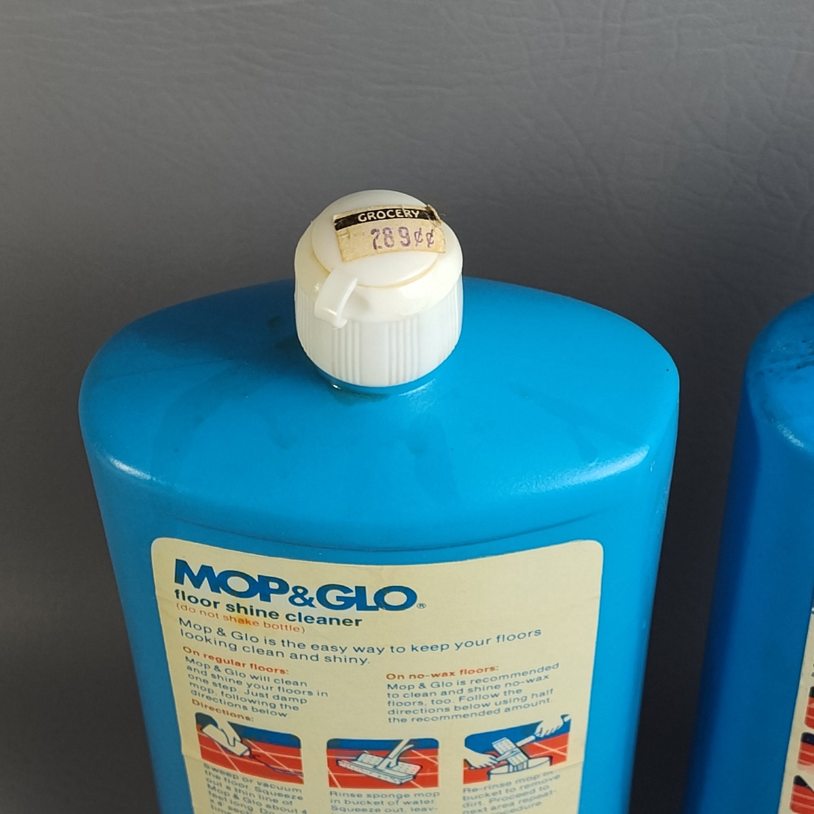 Vintage Mop & Glo Floor Shine Cleaner Movie Prop 32oz Both Mostly Full 1980s