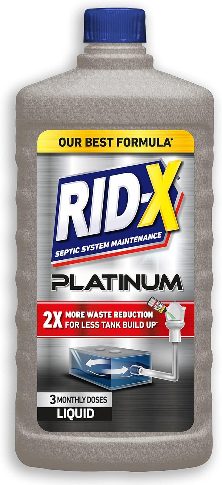 Septic Tank Treatment Platinum Liquid – 3 Month Supply – Our Best Formula with X