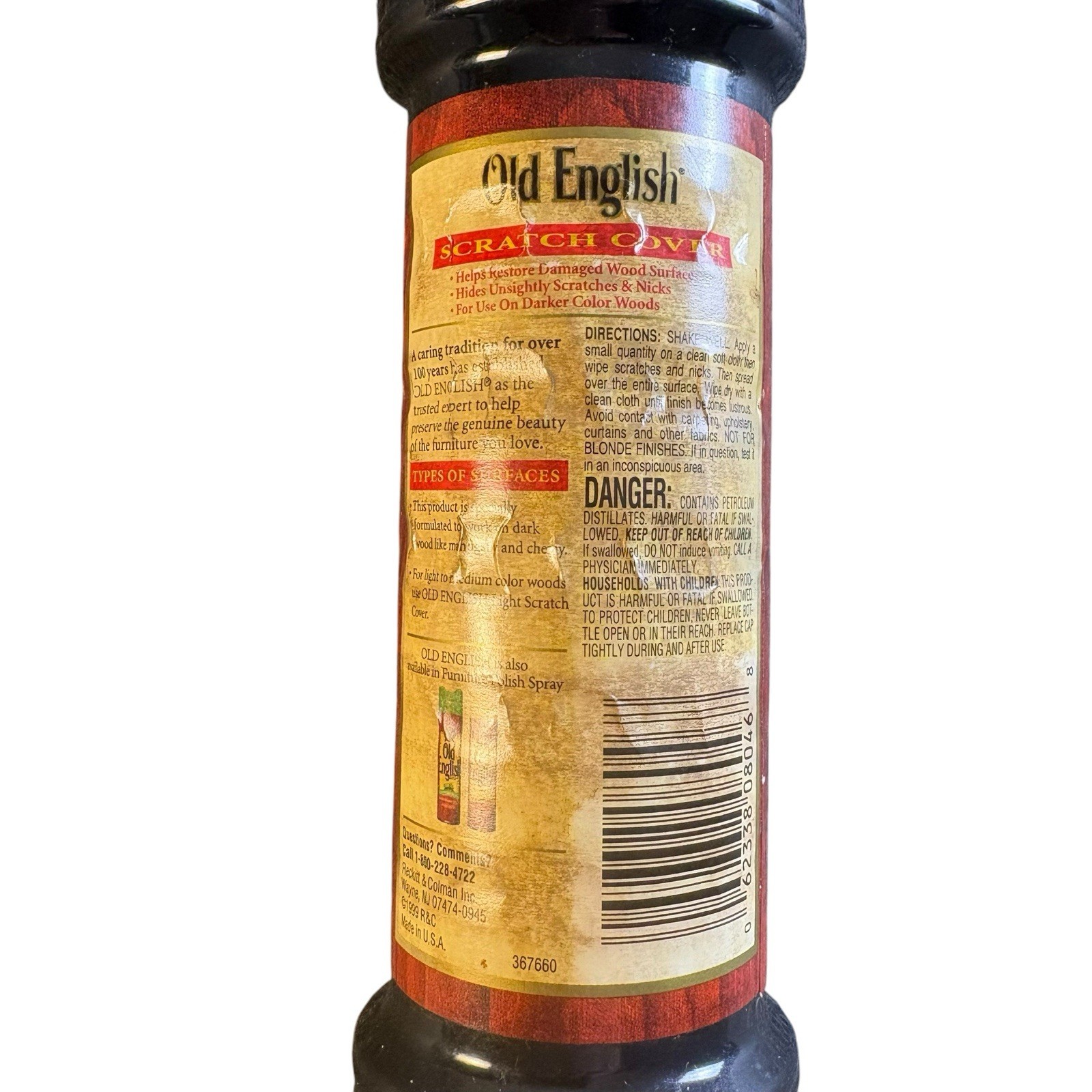 Old English 2001 Scratch Cover for Dark Woods 8 oz Bottle 90% Full
