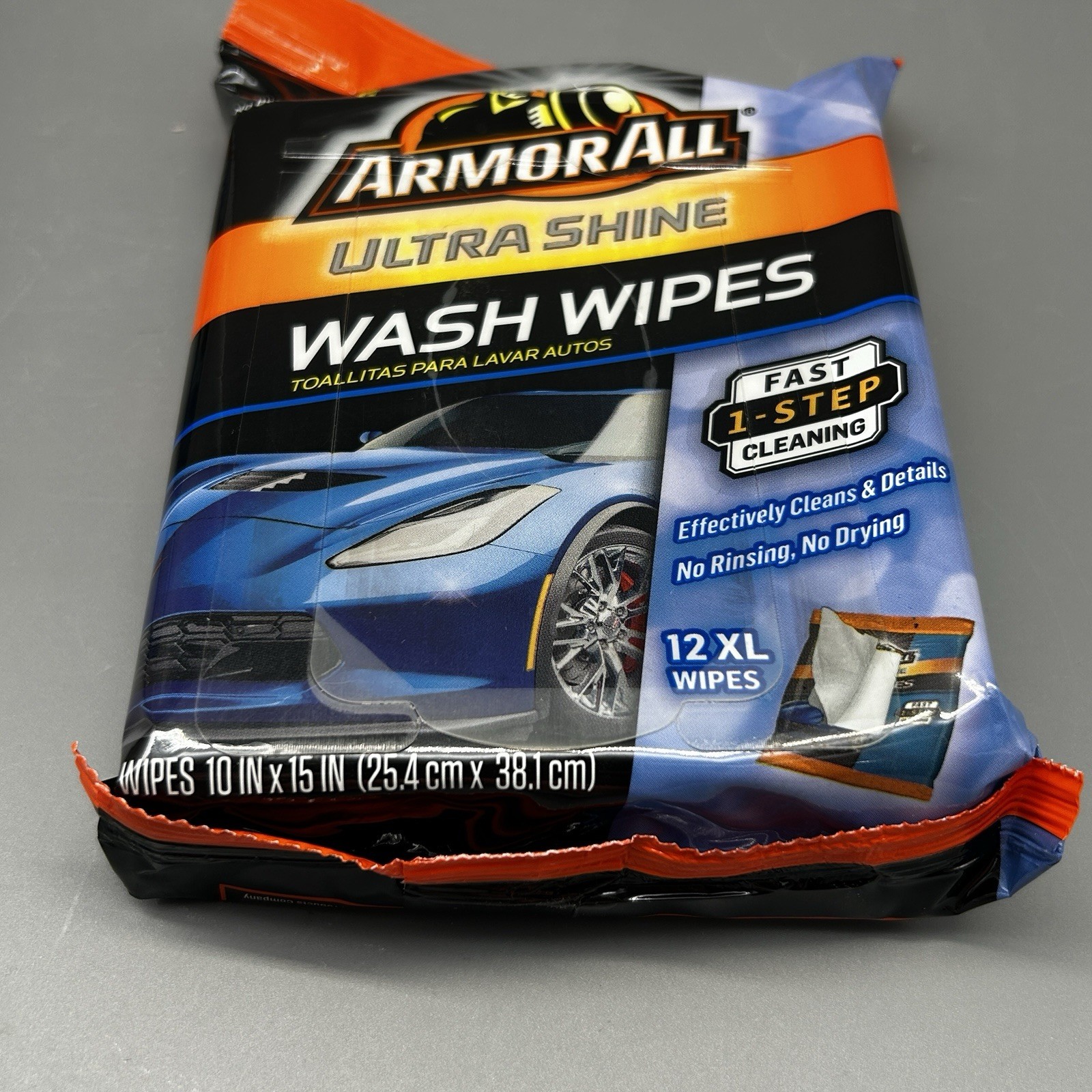 ArmorAll Ultra Shine Wash Wipes Fast 1 Step Cleaning 12 XL Wipes 10×15″