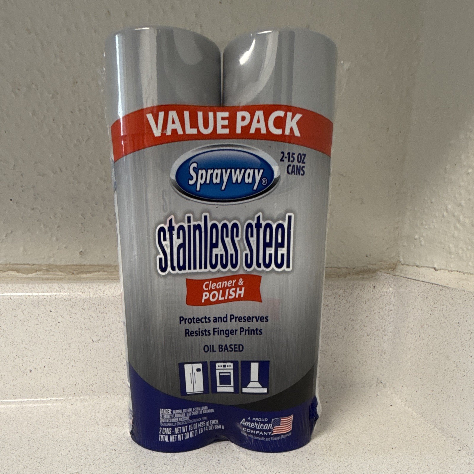 Sprayway Stainless Steel Cleaner & Polish 2-Pack 15oz Aerosol Oil Based