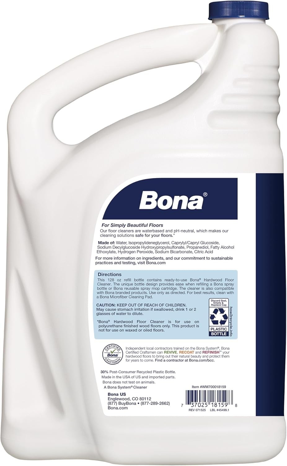 Bona Hardwood Floor Cleaner Refill – 128 fl oz – Unscented – Refill for Bona Spr
