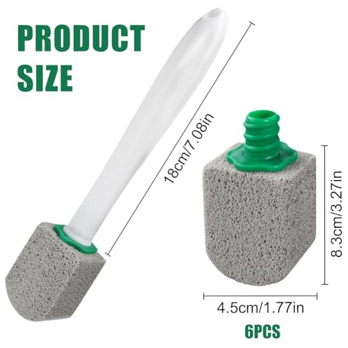 AUAUY 6 Pack Pumice Stone with Handle, Toilet Bowl 1 Count (Pack of 6) Grey