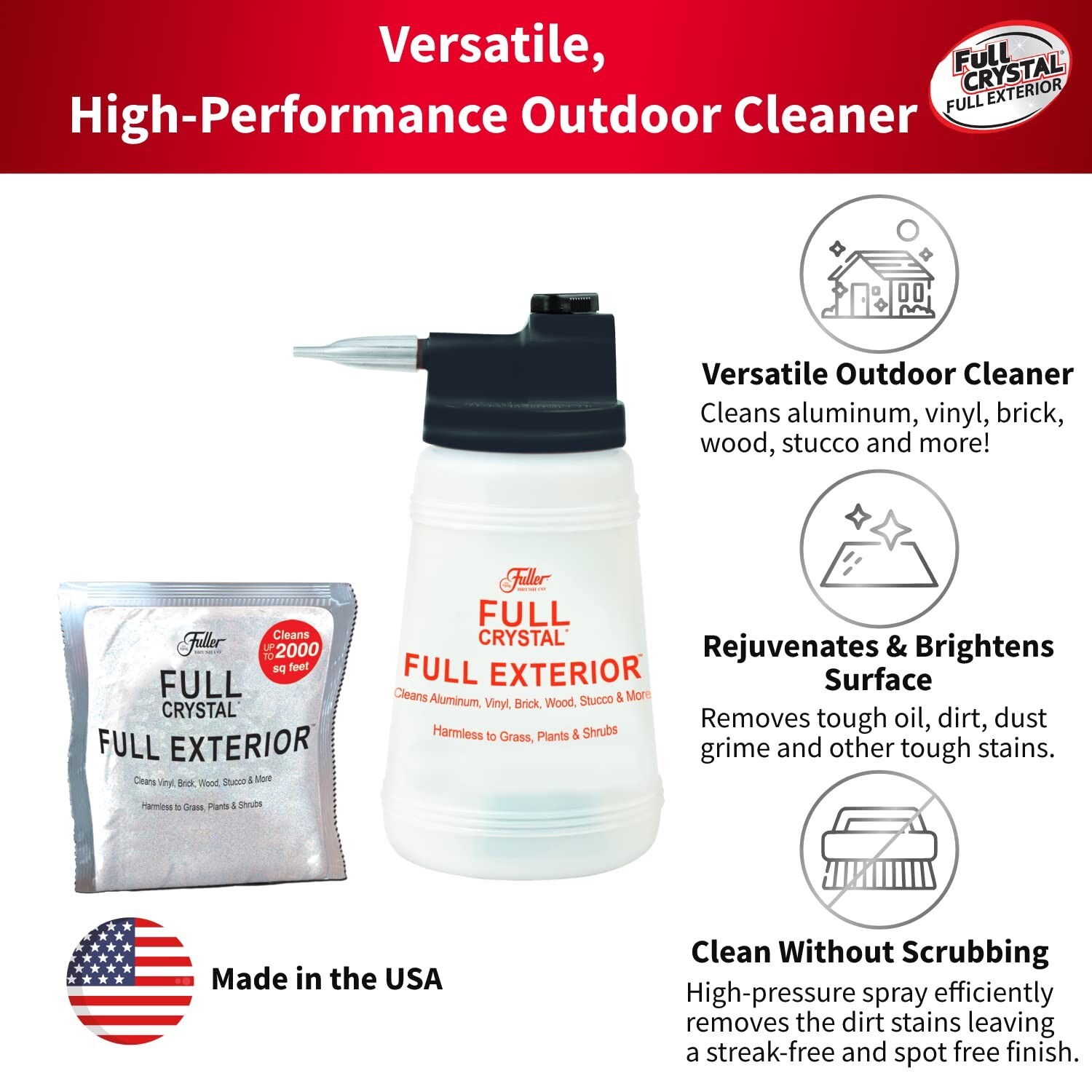 Full Exterior Kit – Bottle, Lid with Hose Attachment and One 4 oz. Crystal Po…