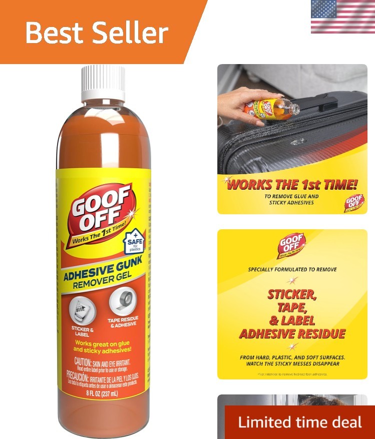 Adhesive Gunk Remover, 8 fl. oz., Removes Stickers, Glue, Labels, Tape Residu…