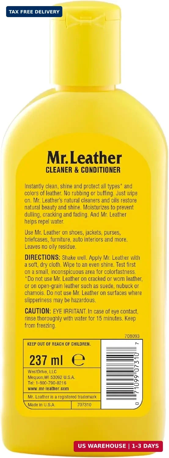 MR. LEATHER Cleaner and Conditioner (8 oz) – Restores & Protects All Leather wit