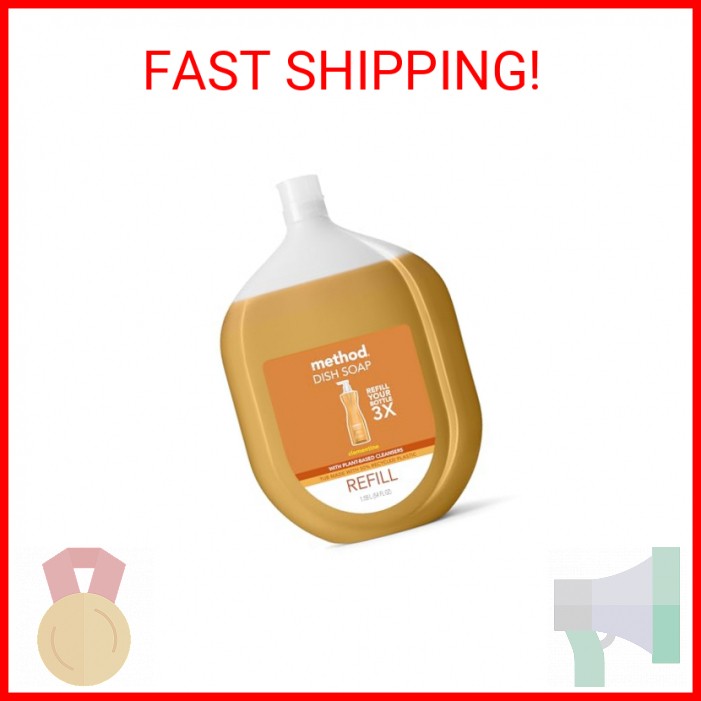 Method Gel Dish Soap Refill, Clementine Scent, Powerful Cleaning Formula, Large