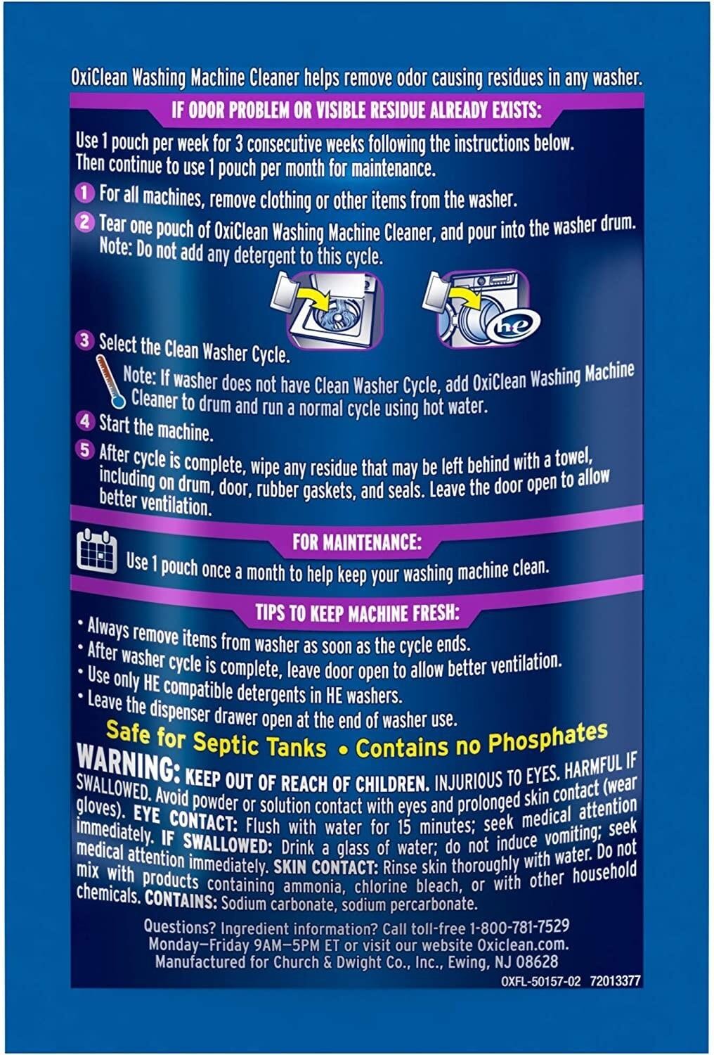 OxiClean Washing Machine Cleaner W/ Odor Blasters All Machines Cleaner, 4 Count
