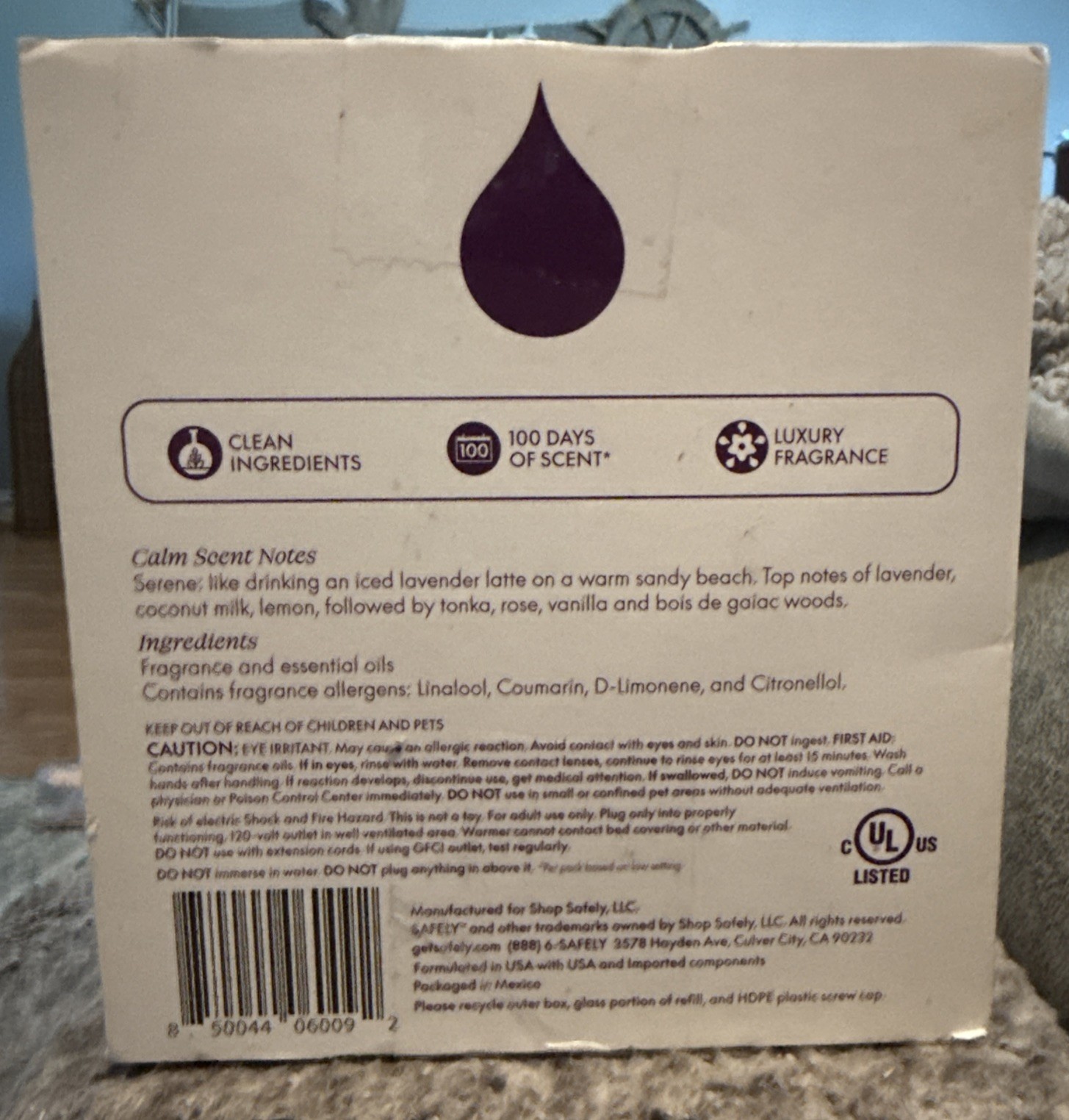Safely Calm Air Freshener Plugin Starter Kit 0.67 fl oz One Warmer & One Refill