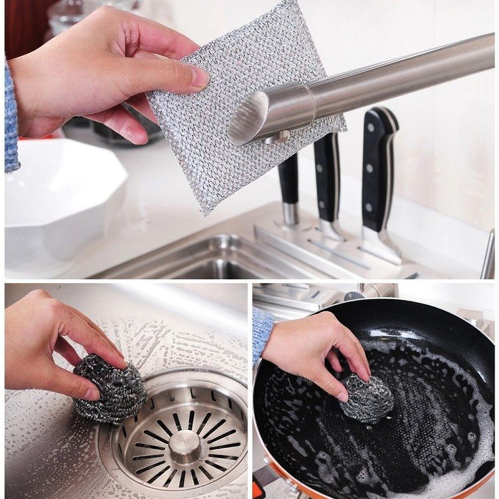 2 Sponges Steel Scrubbers for Cleaning Dishes Kitchen Washing Duster