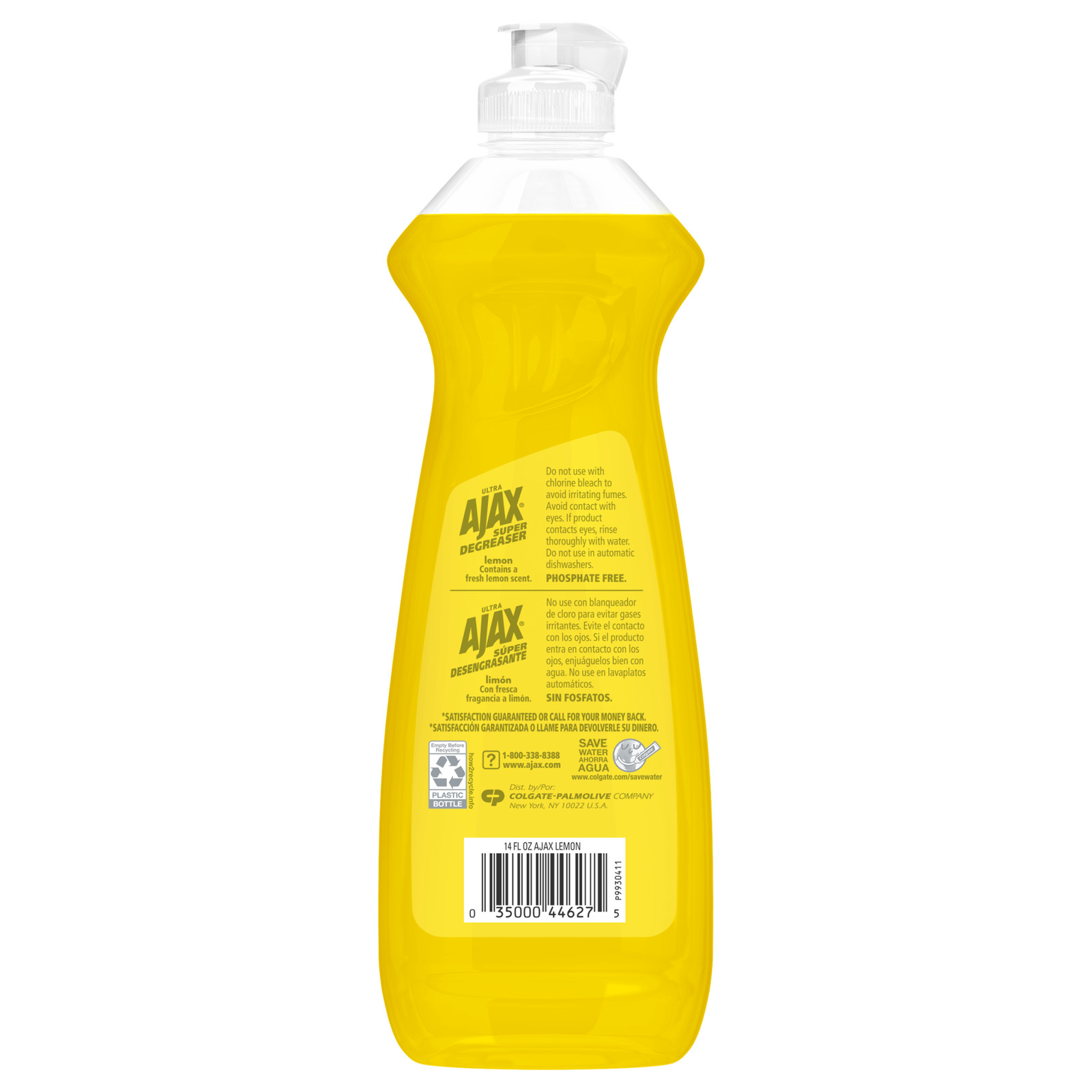 Ajax Ultra Lemon (Super Degreaser) Dish Liquid, 14 oz. (414ml) (Pack of 6)