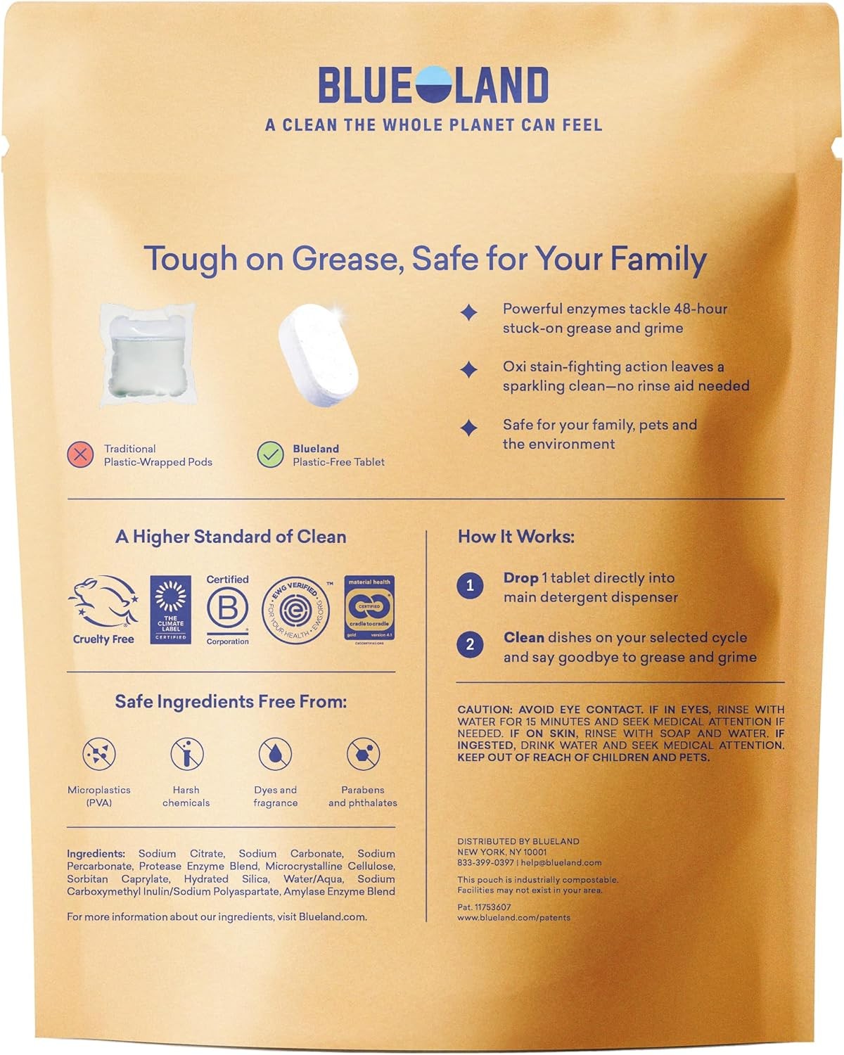 100 Plastic-Free Dishwasher Detergent Tablets 60 Count Free & Clear Eco-Friendly