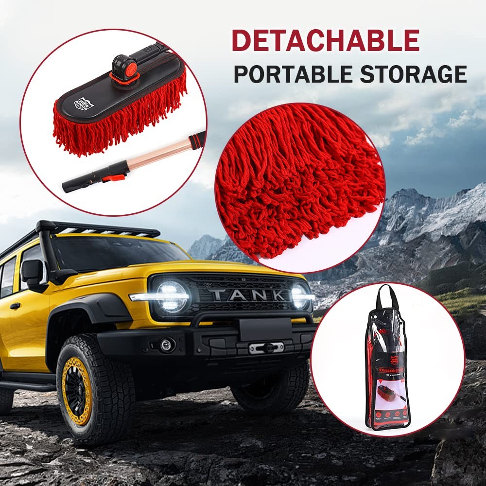 Car Duster Exterior with Extendable Handle, Scratch Free Auto Wash Brush Mop,…