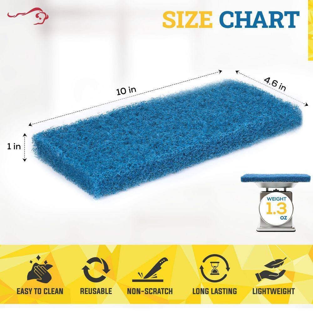 4.6 In. Medium Cleaning Scrubbing Pad, Blue Duty Scrub, Eco-Friendly, General Cl