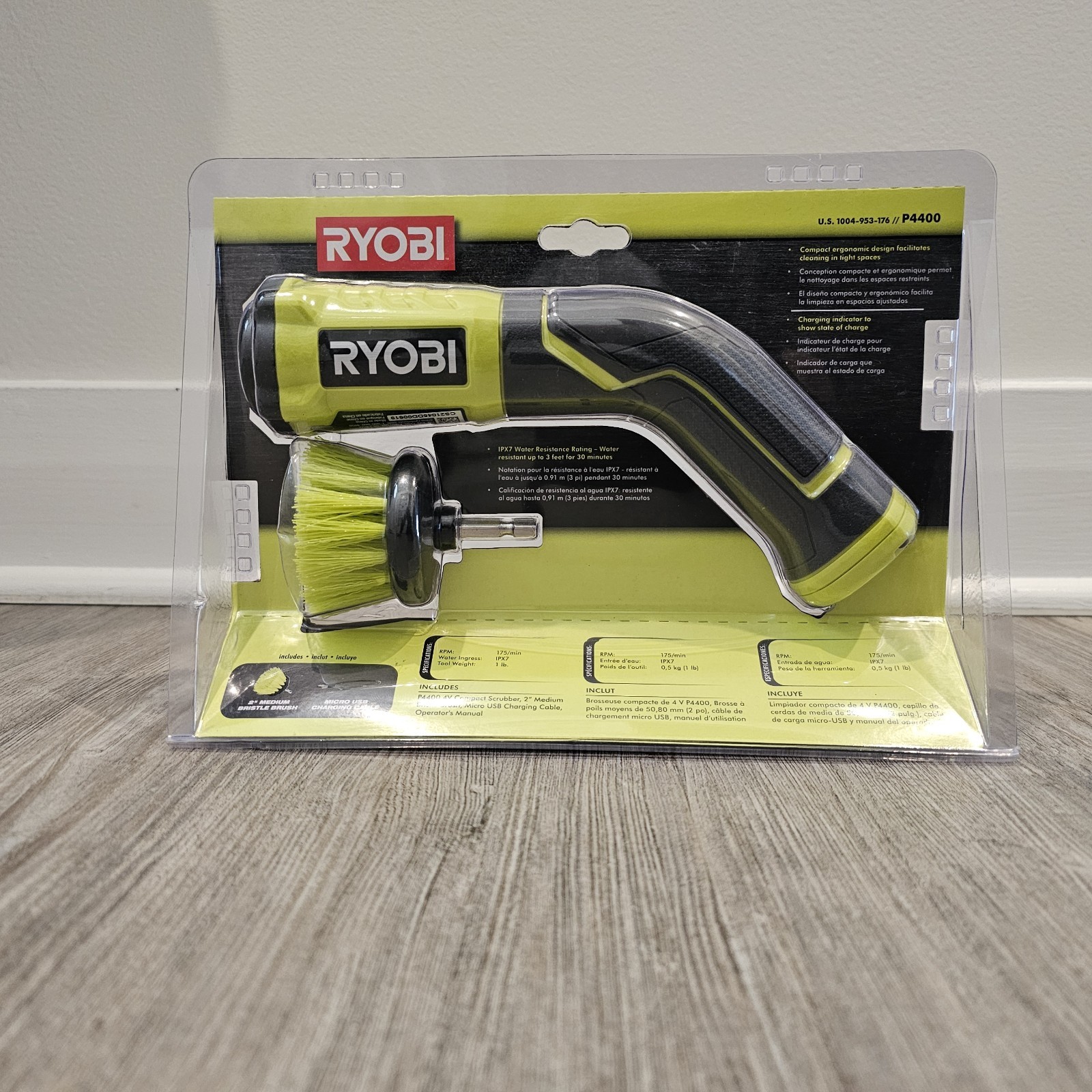 New Ryobi P4400 Cordless Compact Scrubber With USB Charger Included