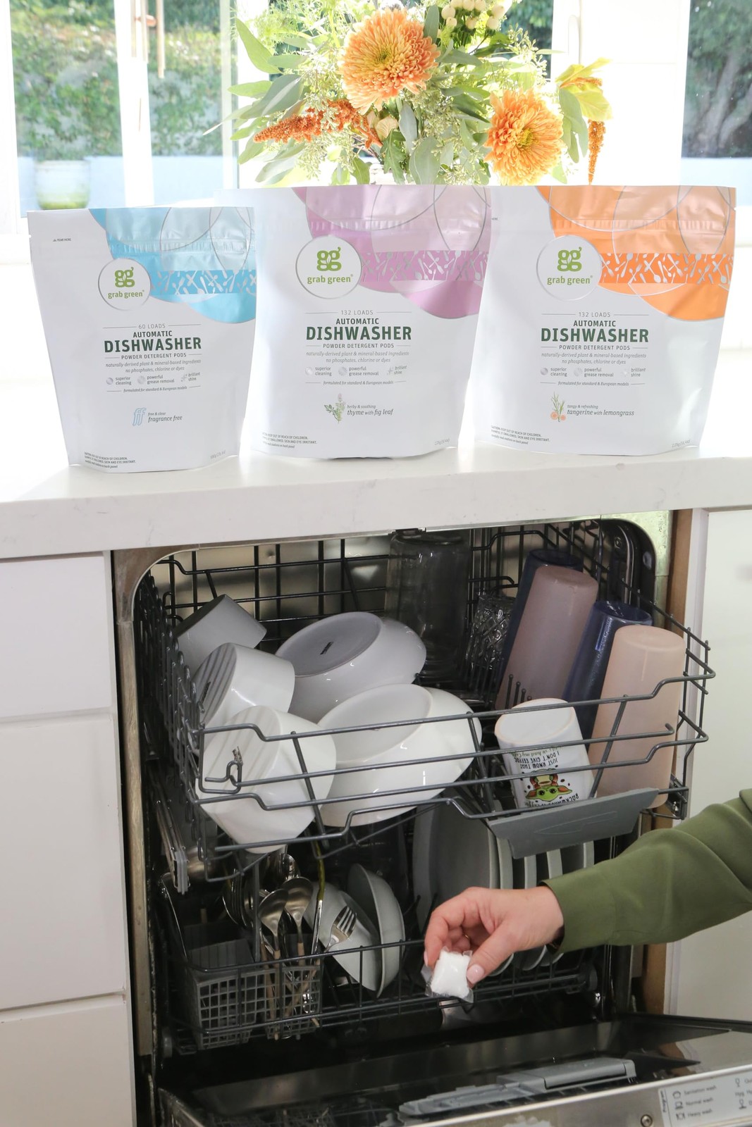 Grab Green Dishwasher Detergent Pods 24 Count Natural Spot Free Cleaning Power