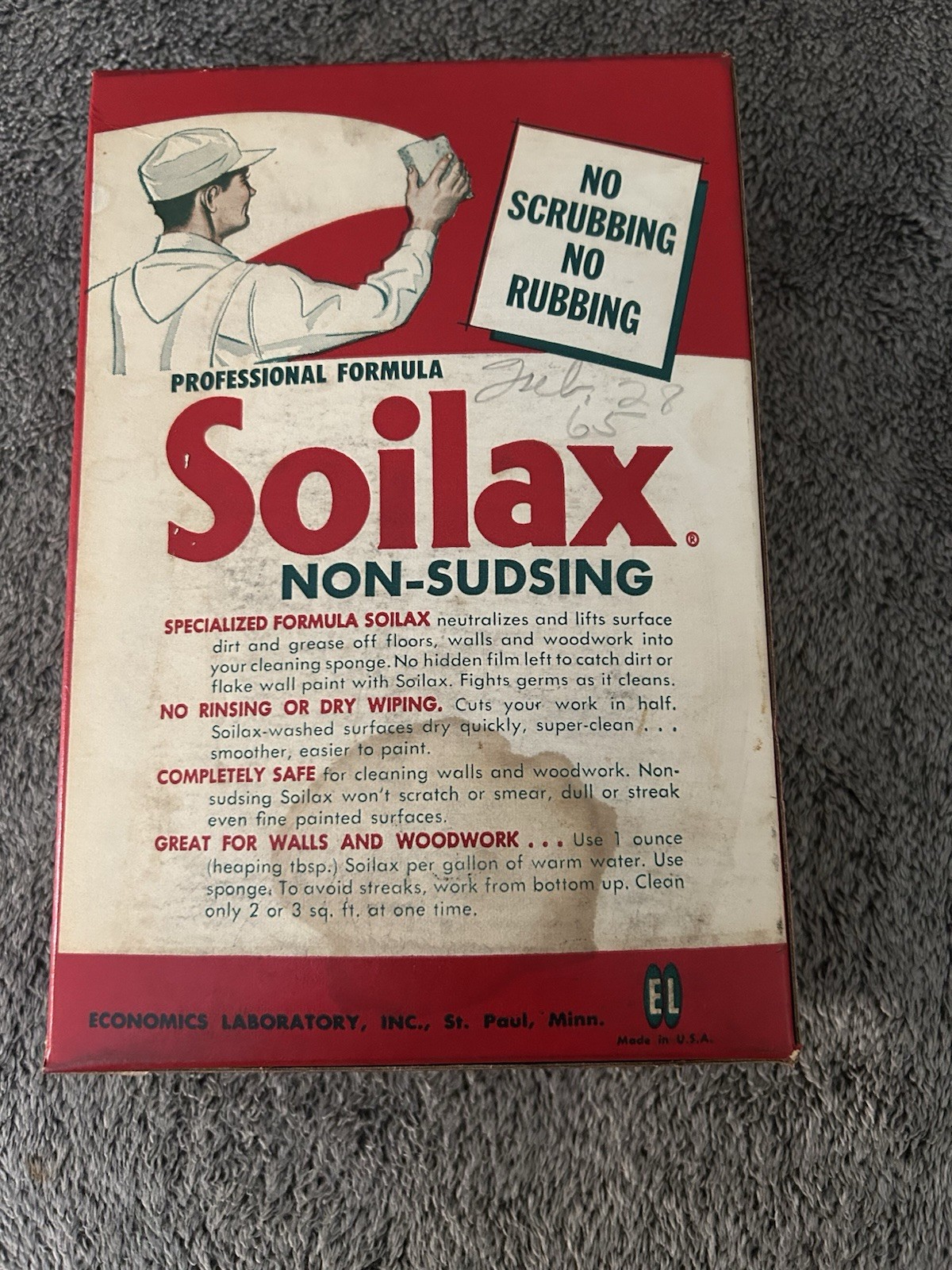 Soilax Vintage Powdered Cleaner Wall Floor 3 Lb Box Collectible Vintage 1965