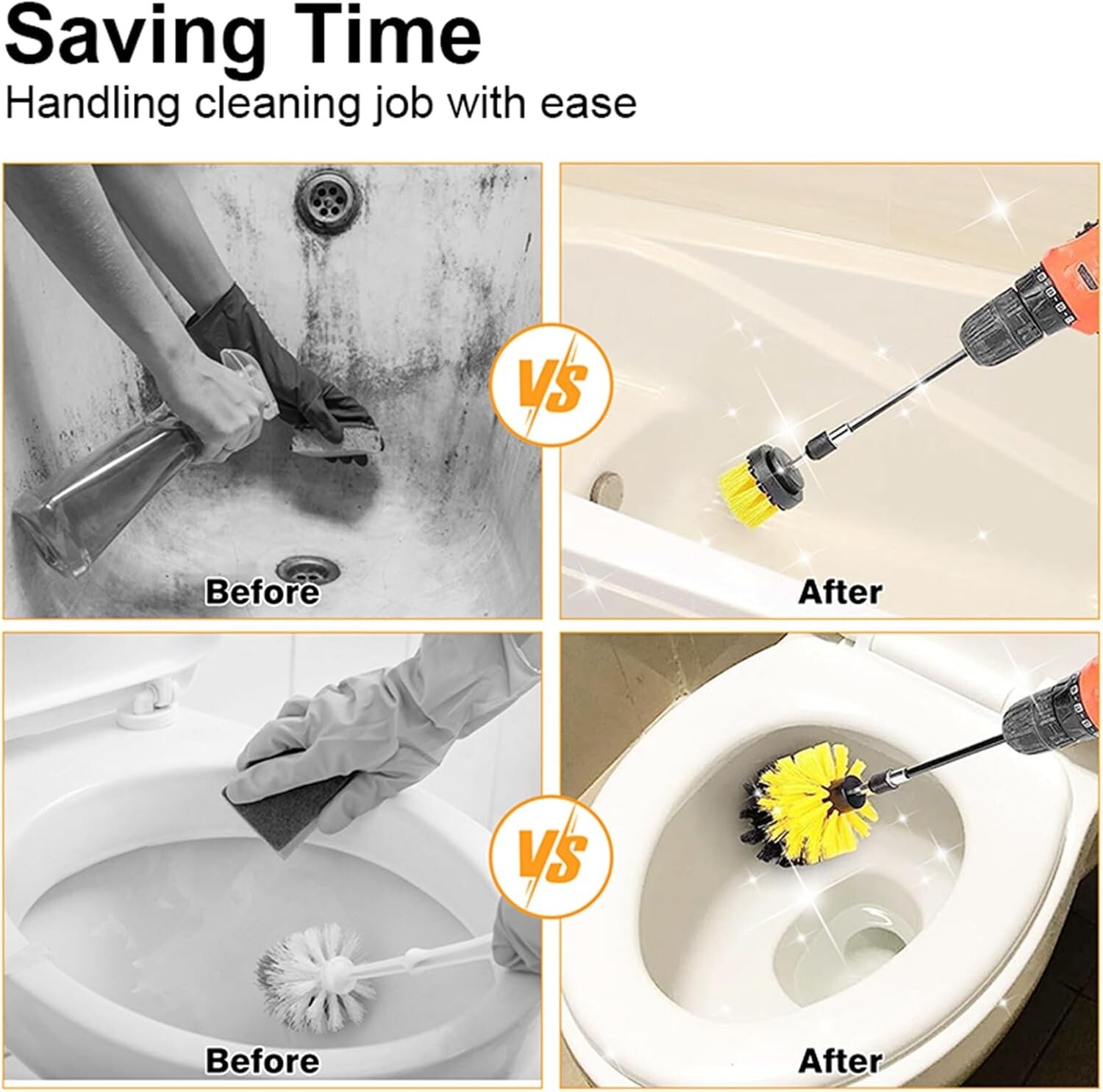 10Pcs Drill Brush Attachment Set,Power Cleaning Scrub Brush Kit with Extend Long