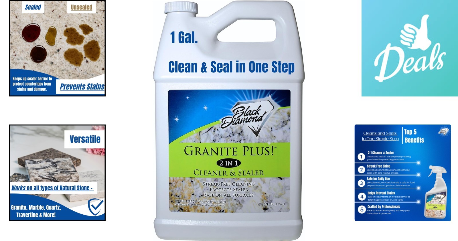 Granite Plus! Liquid Stone Care – 1 Gallon, Tough on Messes, Gentle on Surfaces
