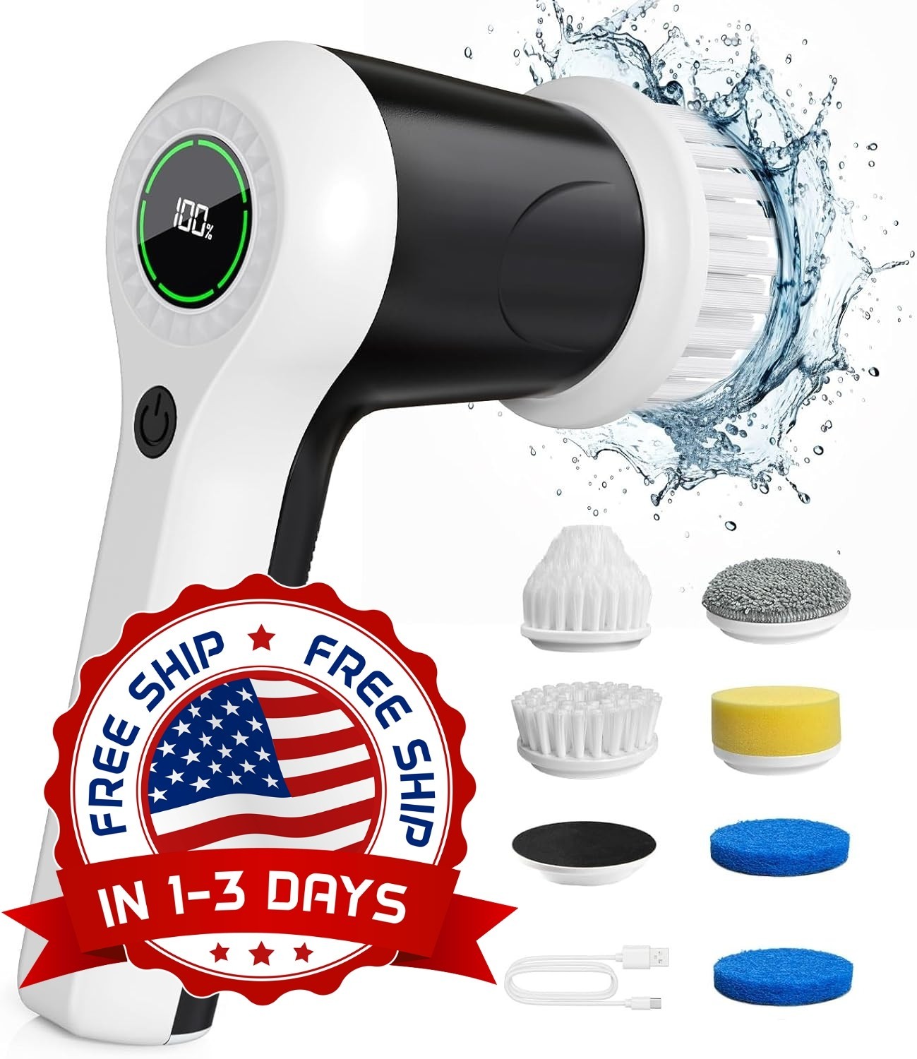 Fregadora Eléctrica Giratoria, Fregadora Eléctrica Para Ducha De Baño Para Limpi