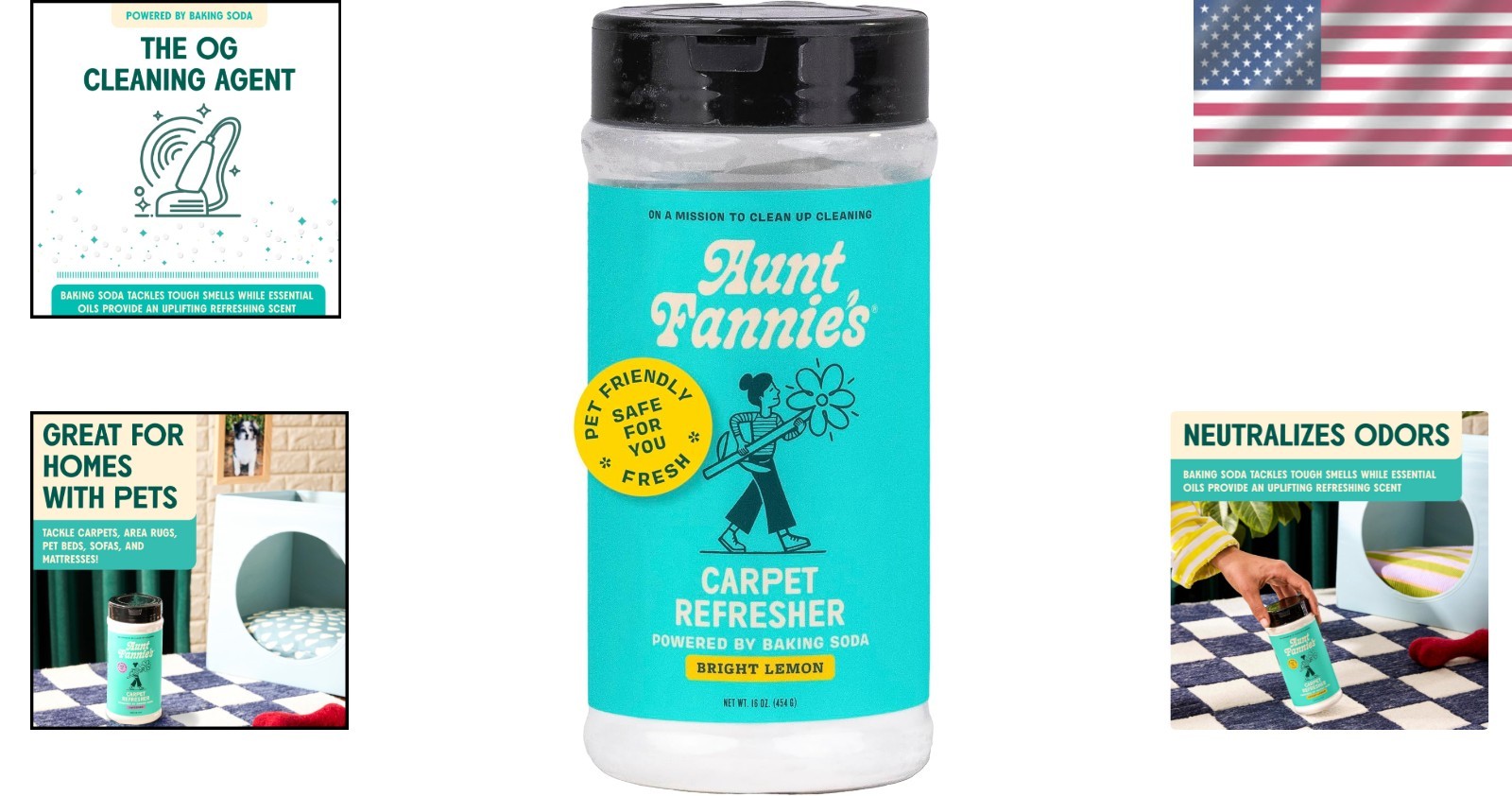 Pet Safe Carpet Refresher & Deodorizer Powder – Bright Lemon Scent, 16 Oz
