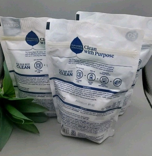 3~Seventh Generation Clean With Purpose Dishwasher 20 Packs New & Sealed