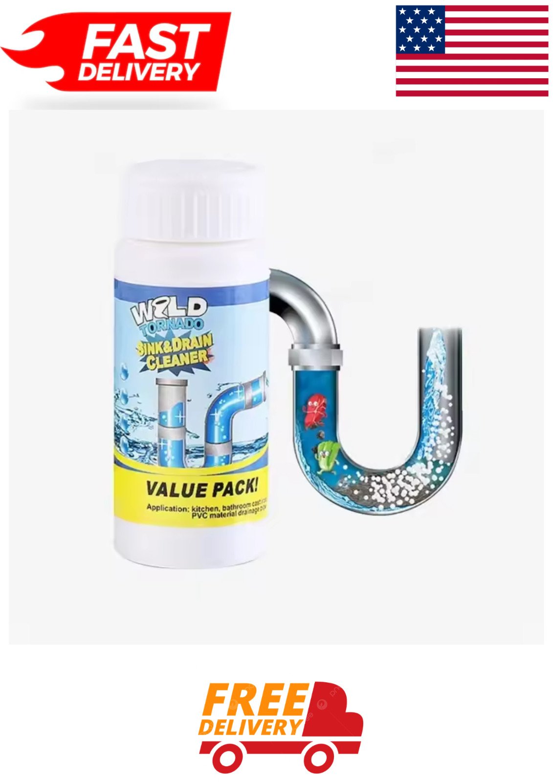 1~5x Wild Tornado Powerful Sink Drain Cleaner High Efficiency Clogging Cleaner