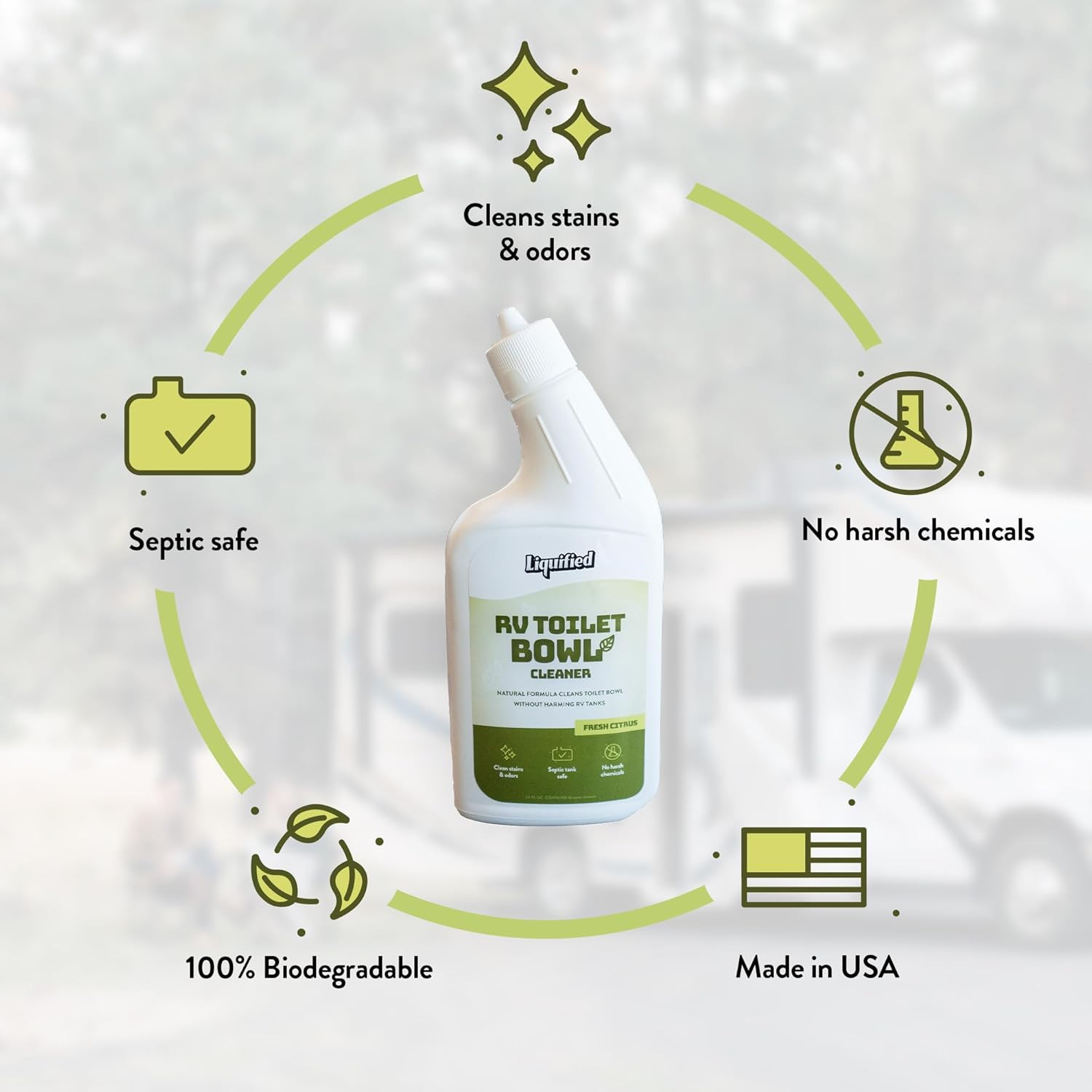 Liquified RV Toilet Bowl Cleaner – Natural RV Toilet Treatment Formula, Septic T