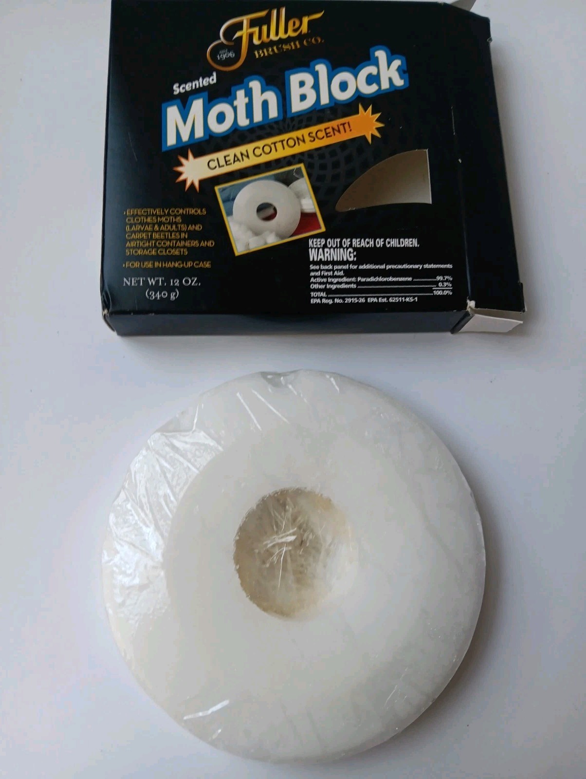 NEW OLD STOCK – Fuller Brush Co. – Scented Moth Block 12oz Clean Cotton Scent