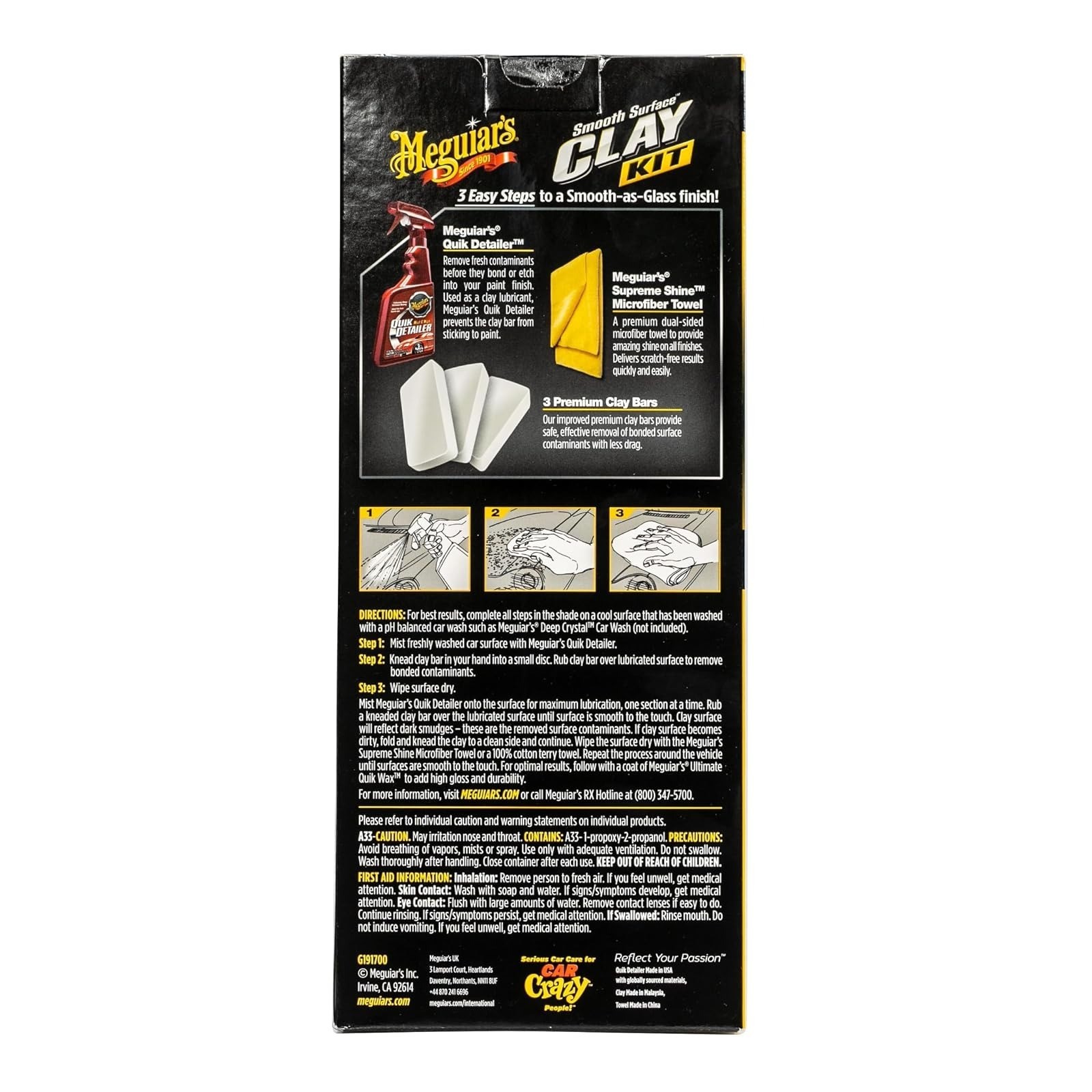 Meguiar’s G191700 Smooth Surface Clay Kit – Safe Automotive Cleaning