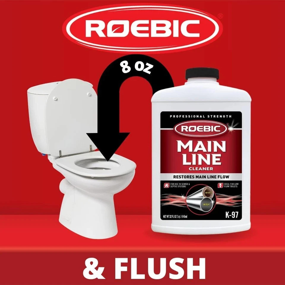 Main Line Cleaner – Exclusive Bacteria Digests Paper, Fats, and Grease in Sewer.