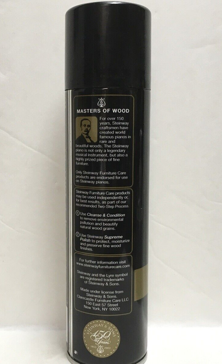 Steinway Furniture Care SUPREME POLISH 12 oz Preserves Antiques Pianos Furniture