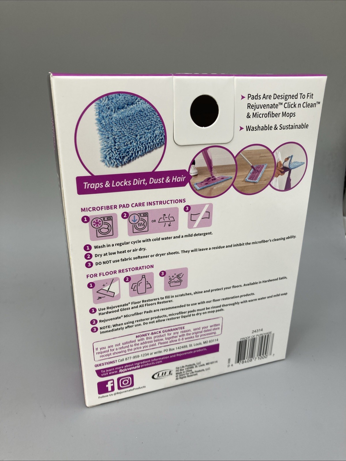 Rejuvenate Click N Clean Microfiber Washable & Reusable Mop Cleaning Pad Refill