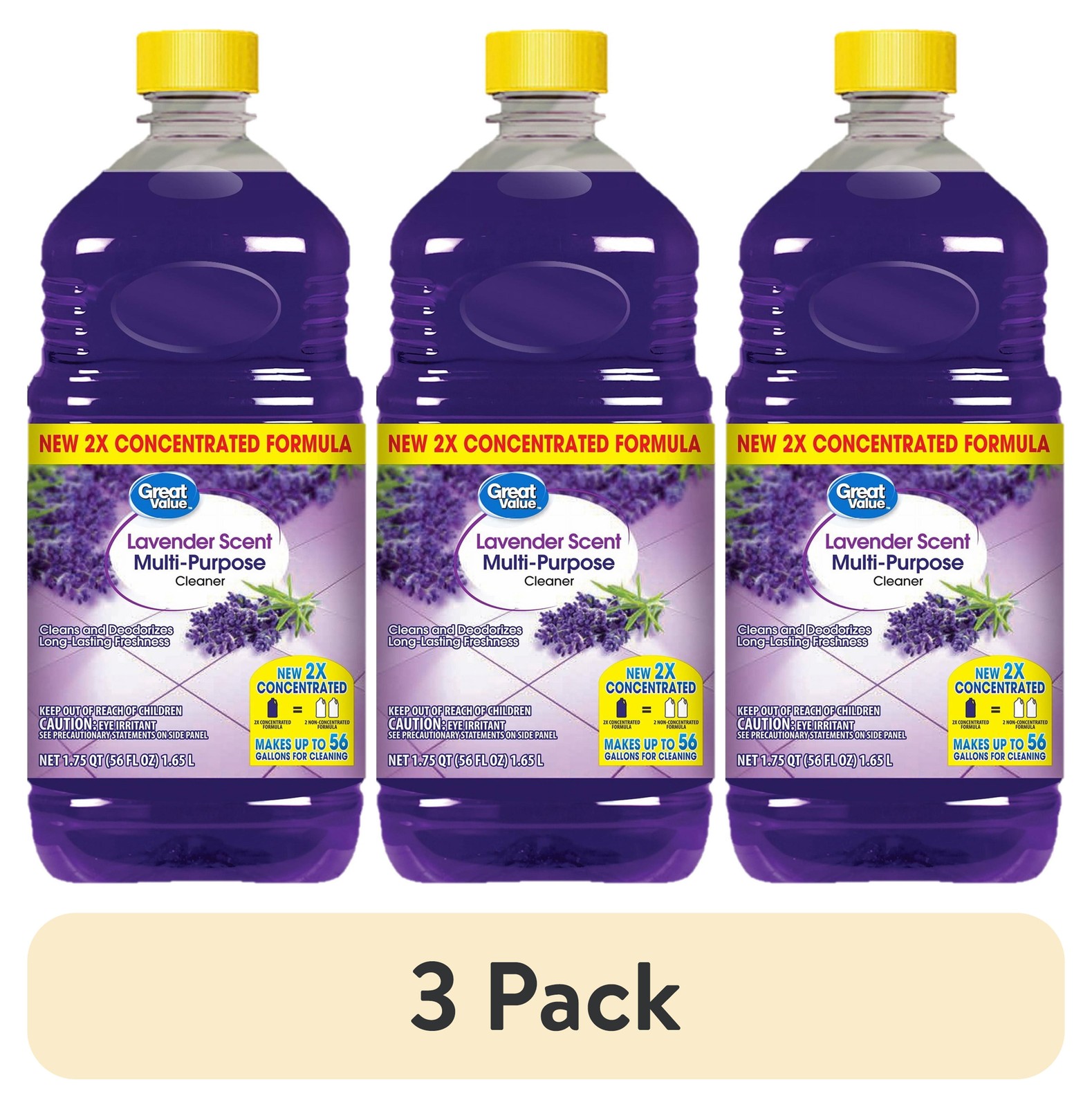 (3 pack) Concentrated Multi Purpose Cleaner, Lavender Scent, 56 fl oz