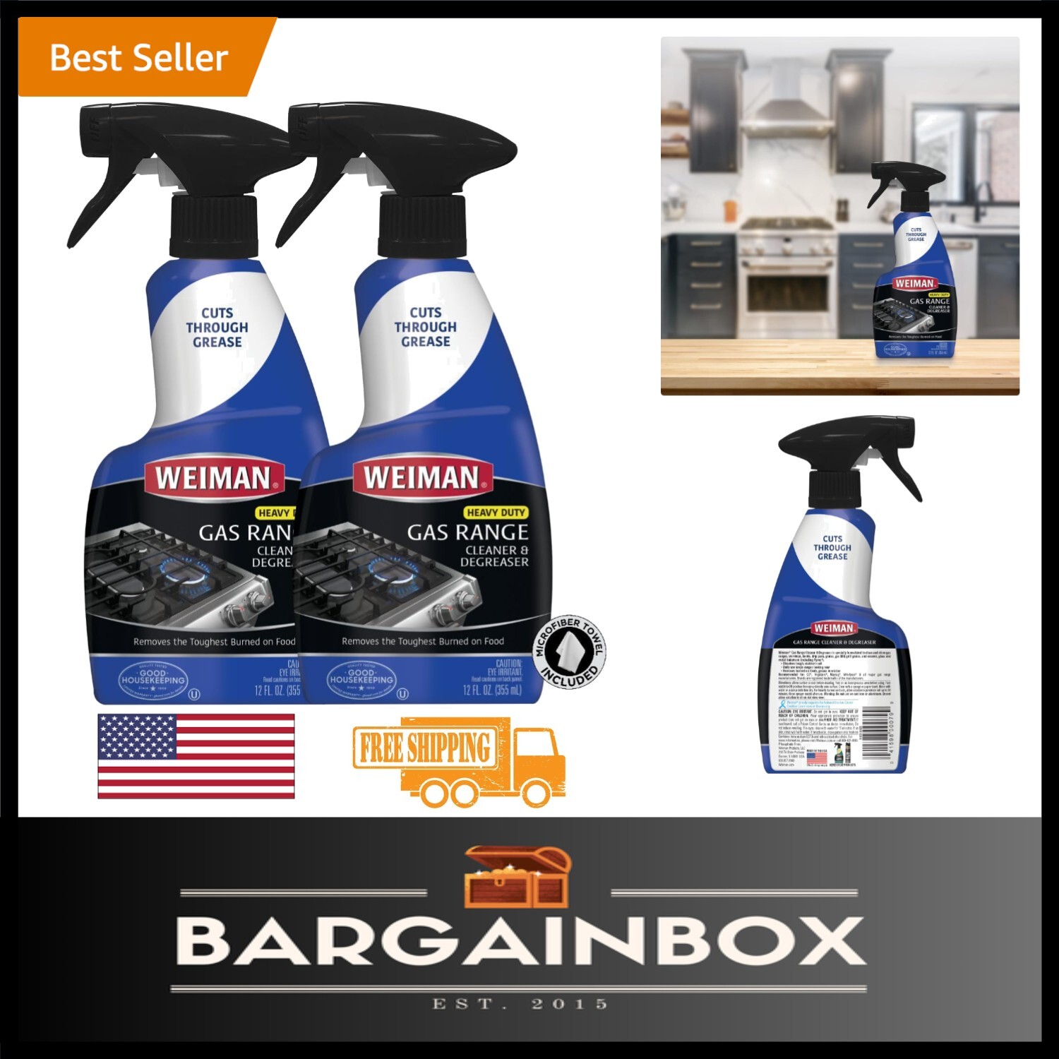2-Pack Heavy-Duty Cleaner for Gas Ranges & Stovetops – 24 oz. with Towel