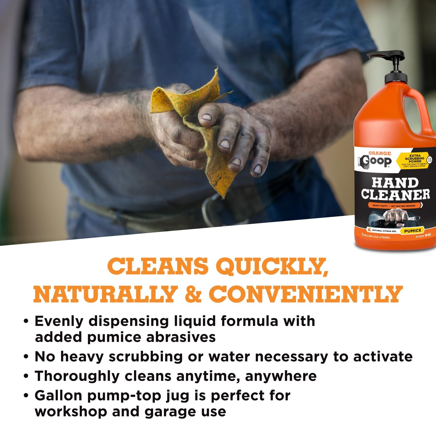 Orange Liquid with Pumice Multi-Purpose Waterless Hand Cleaner – 1 Gallon Pum…