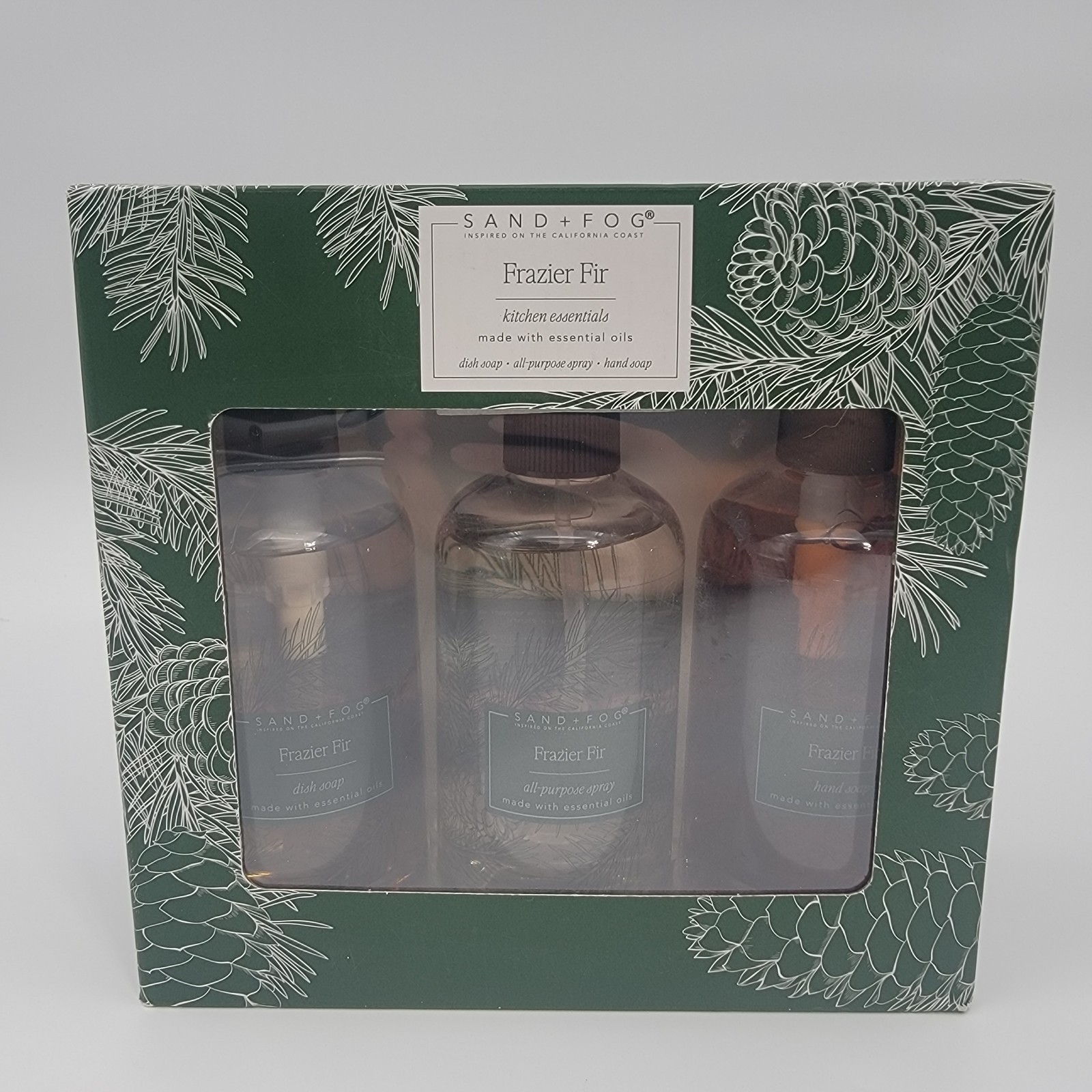 Sand + Fog FRAZIER FIR Kitchen Essentials 3 Piece Gift Set 10 Oz. Each Soap/Spra