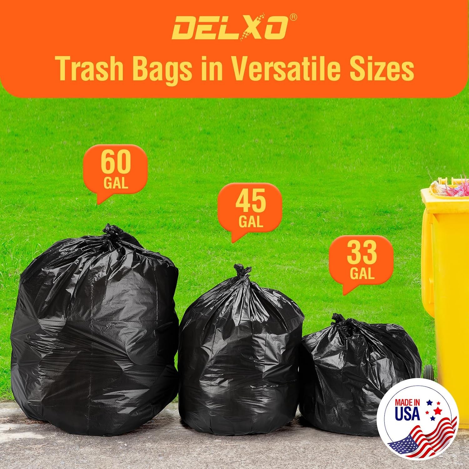 Delxo 30-33 Gallon Trash Bags, 250 Count ?C Medium Duty Garbage Bags, Thick, Du